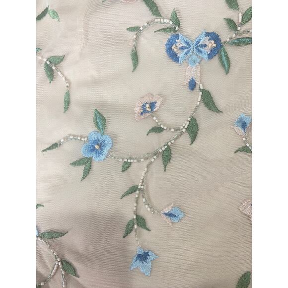 ADRIANNA PAPELL DRESS 6 FLORAL EMBROIDERED BEADED SHEATH SHORT COCKTAIL BEIGE - Picture 13 of 16